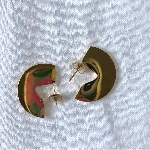Semi-circle 18k gold Earrings - Picture 1 of 3